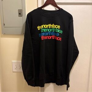 Men’s The North Face Black Crewneck Sweater with Multicolor Logo size XXL
